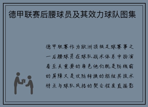 德甲联赛后腰球员及其效力球队图集